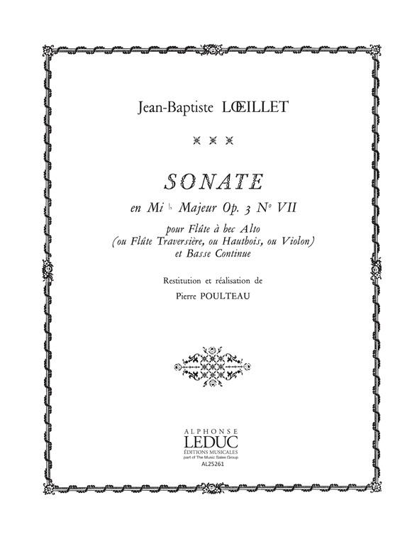 Jean-Baptiste Loeillet de Gand: Sonate Op.3, No.7 in E flat major (Flute & Continuo)