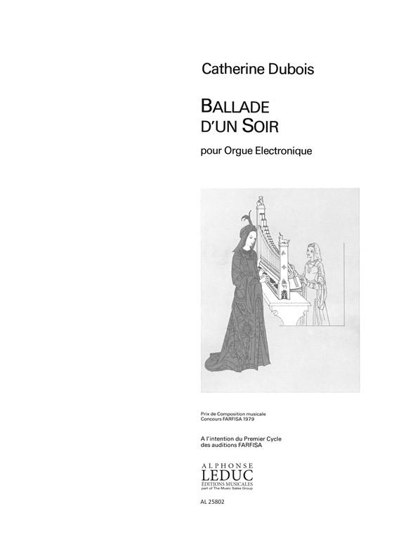 Dubois C. Ballade D'un Soir Electric Organ Book