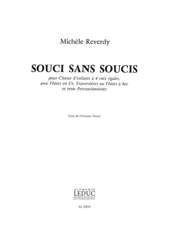 Reverdy Soucis Sans Soucis Voice & Percussion Instrument Book