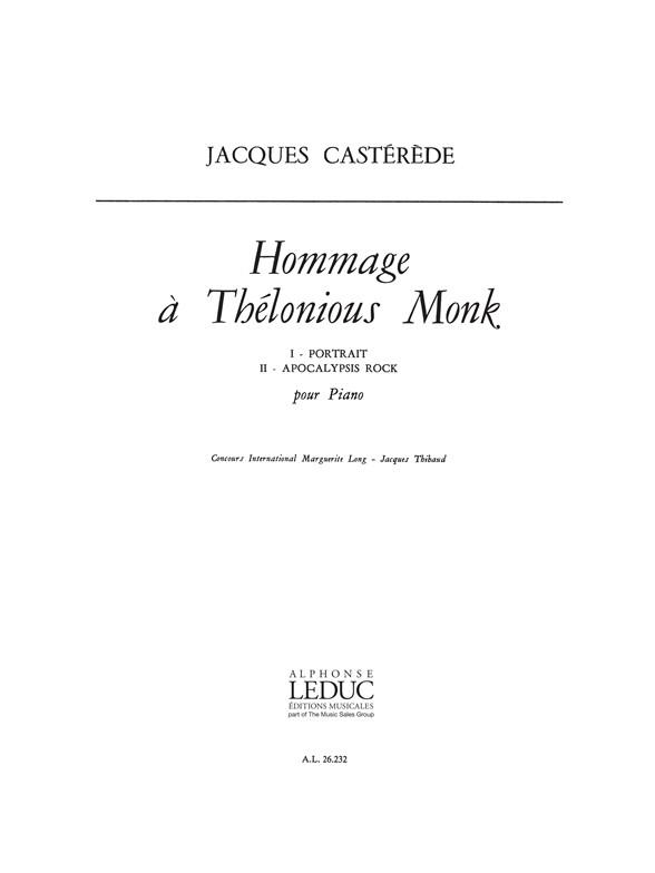 Jacques Castérède: Hommage à Thelonius Monk (Piano solo)