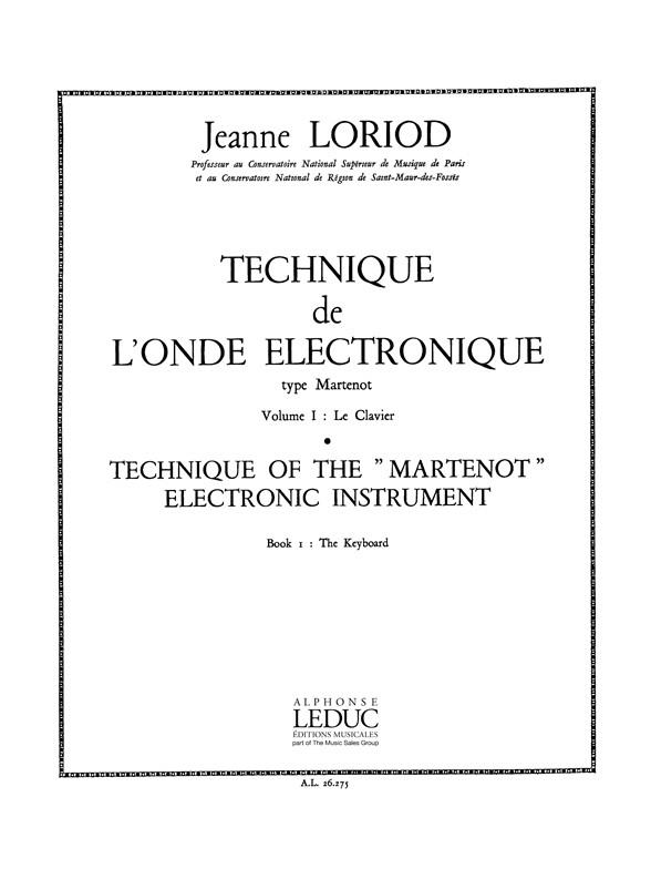 Jeanne Loriod: Technique de l'Onde électronique type Martenot Vol.1 (Ondes Martenot solo)