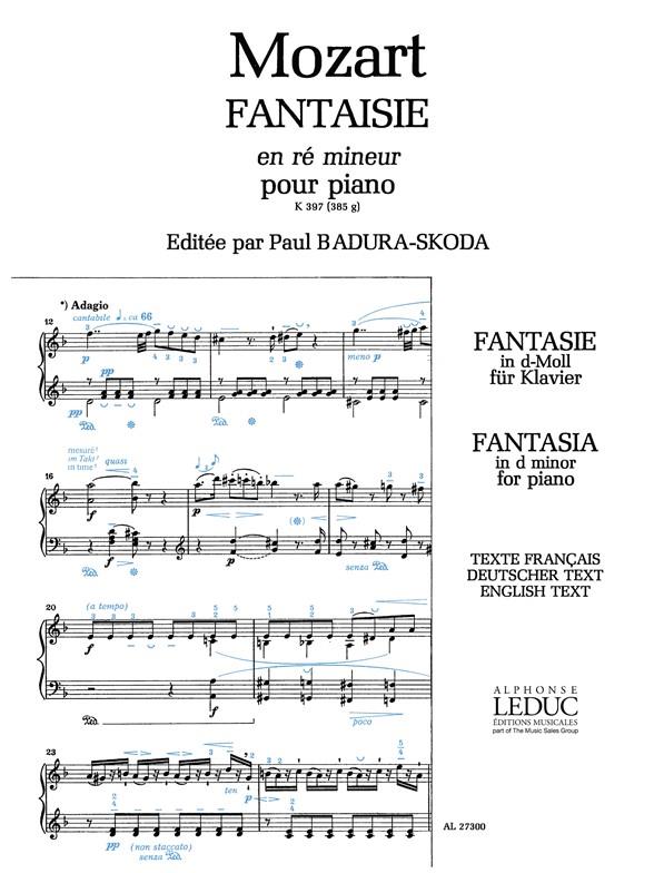 Wolfgang Amadeus Mozart: Fantaisie No.3, K397 in D minor (Piano solo)