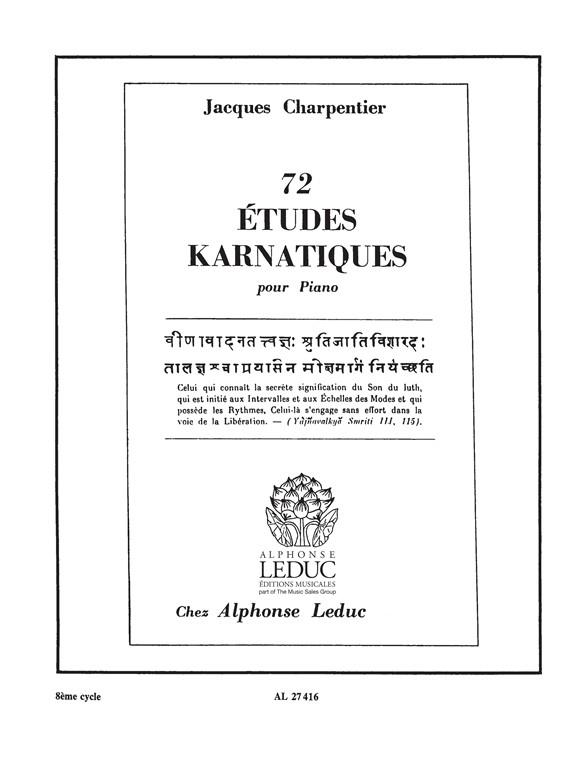 Jacques Charpentier: 72 Etudes karnatiques - 8e Cycle (Piano solo)