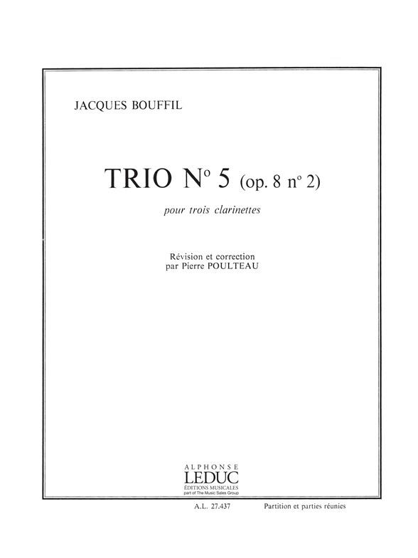 Bouffil Poulteau Trio No.5 Op.8 No.2 3 Clarinets Score/Parts