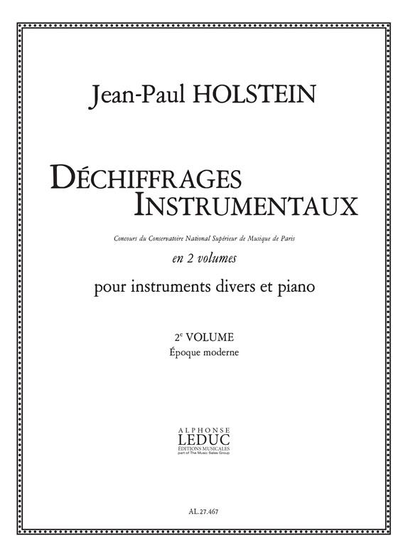 Holstein Dechiffrages Instrumentaux Volume 2 Epoque Moderne Book