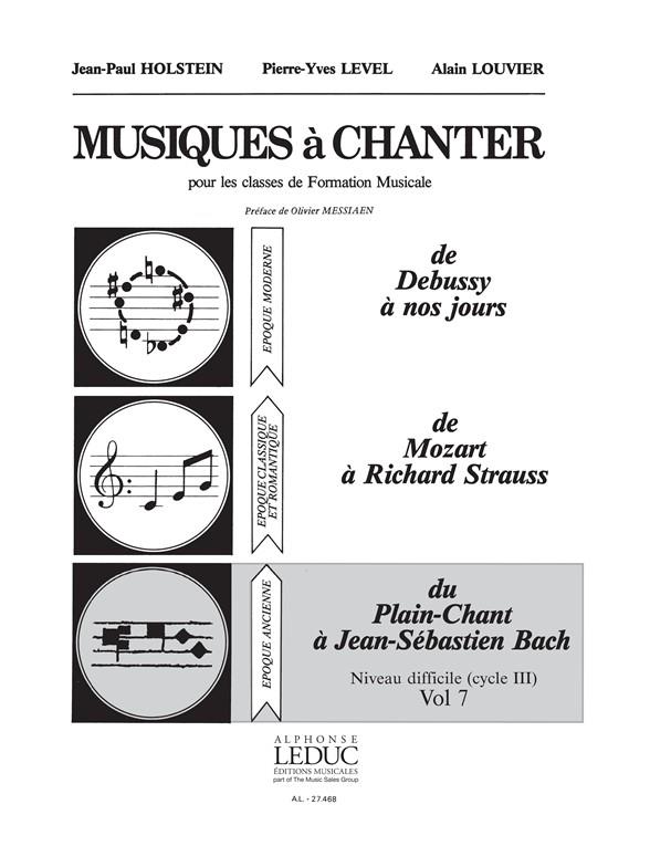 Holstein Level Musiques A Chanter 3 Niveau Diff Vol 7 Plain Chant Bach