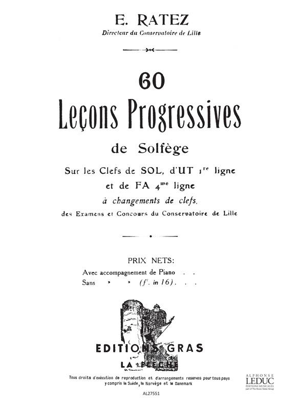 Ratez 60 Lecons Progressives De Solfege 3 Cles Avec Acc Book