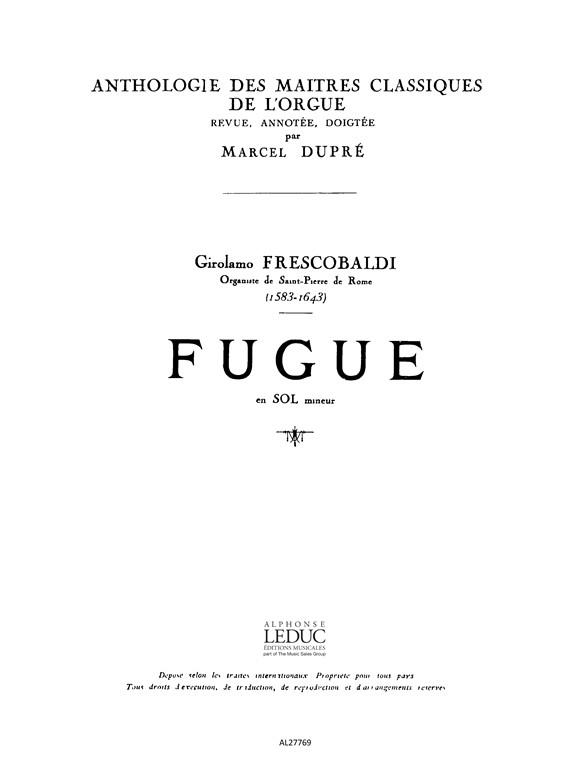 Girolamo Frescobaldi: Fugue in G minor (Maîtres classiques No.16) (Organ)