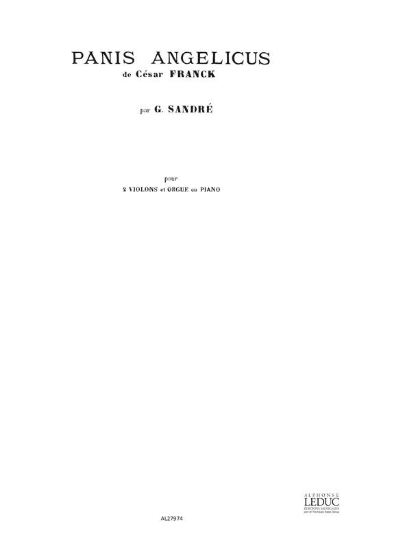 Franck Panis Angelicus No 21 2 Violins & Organ Or Piano Book