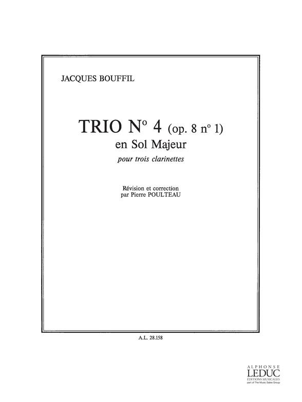 Bouffil Poulteau Trio No.4 Op.8 No.1 3 Clarinets Score/Parts