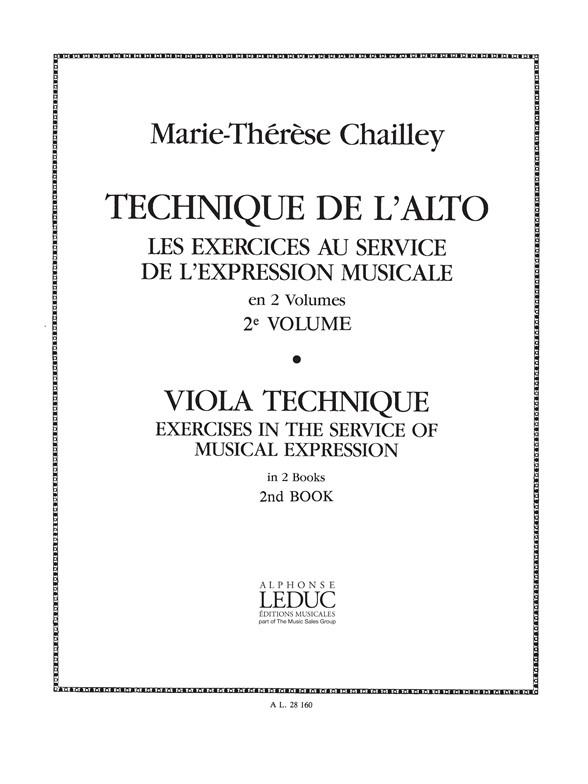 Chailley Technique De L'alto Exercices Au Service Vol 2 Viola Book