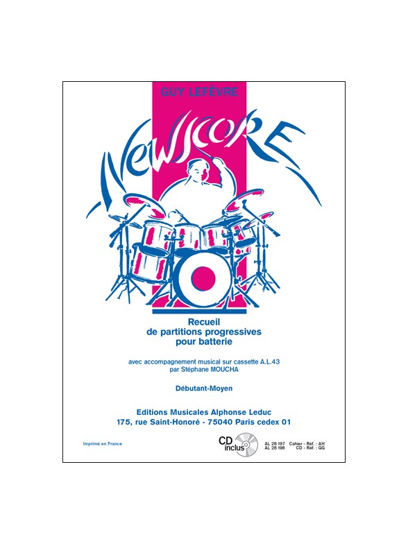 Lefevre: Newscore (pour batterie avec cd) débutant-moyen (le livre)