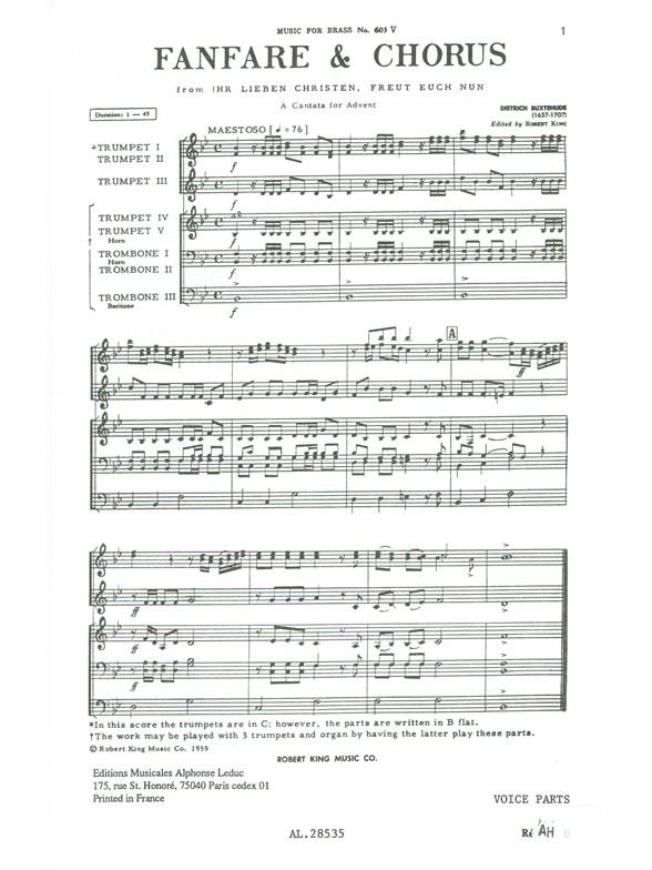 Dietrich Buxtehude: Fanfare & Chorus (Choral-Mixed accompanied)