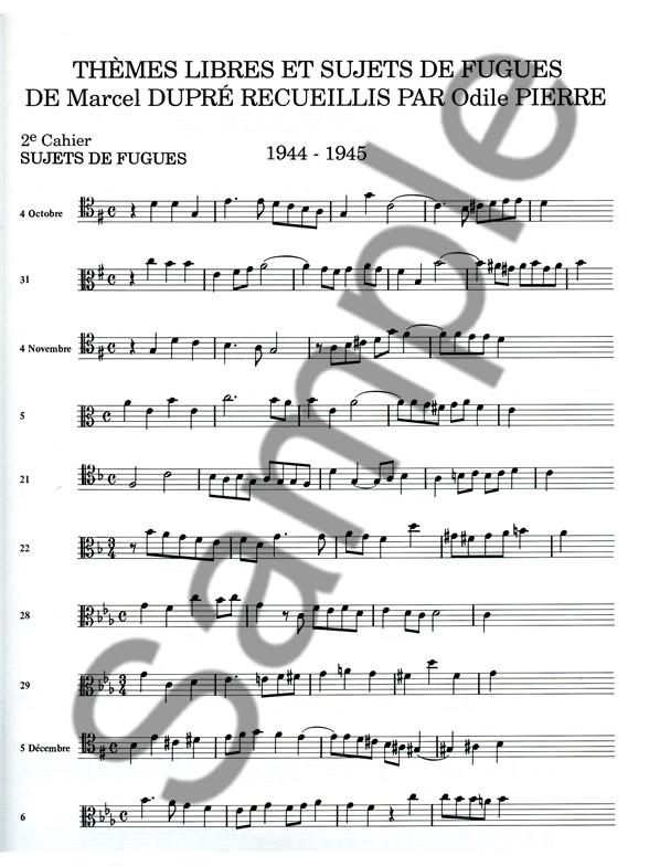 Marcel Dupré: Thèmes libres et Sujets de Fugues Vol.2: Sujets de Fugues (Organ)