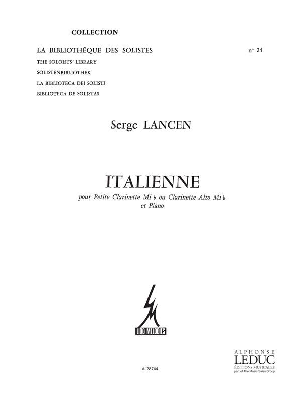 Lancen Italienne Petite Lm024 Clarinet Or Alto Clarinet & Piano Book