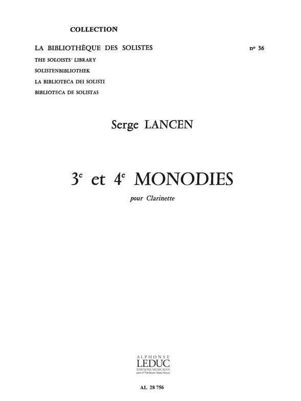 Lancen 3eme Et 4eme Monoties Lm036 Clarinet In B Flat Book