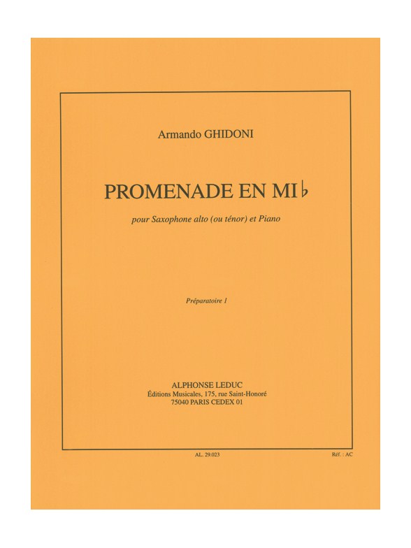 Armando Ghidoni: Promenade in E flat major (Saxophone-Alto & Piano)