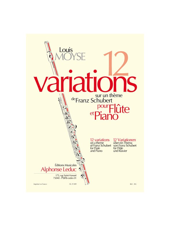 Louis Moÿse: 12 Variations sur un Thème de Franz Schubert (Flute & Piano)