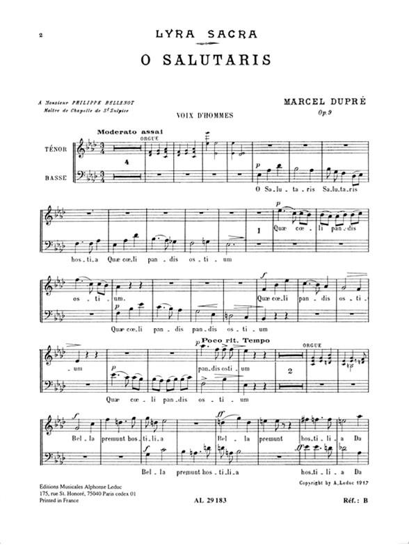 Marcel Dupré: 4 Motets Op.9, No.1: O Salutaris (TB Chorus Part) (Choral-Mixed accompanied)