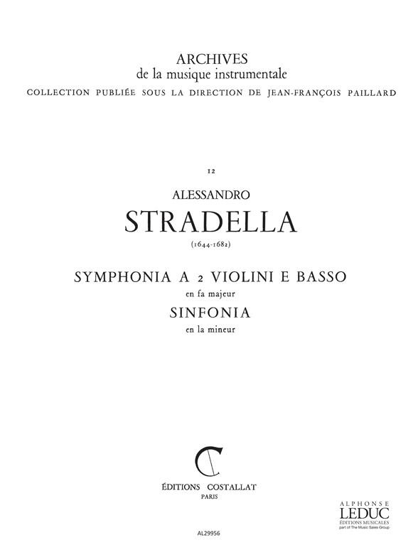 Alessandro Stradella: Symphonia in F major, pour 2 Violons et Basse (Orchestra-Strings)