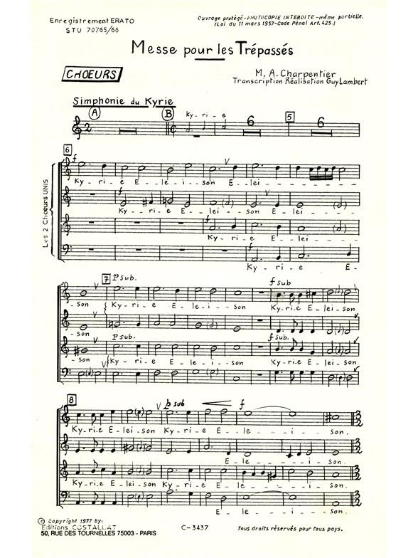 Marc-Antoine Charpentier: Messe des Trépassés (Choral-Mixed accompanied)