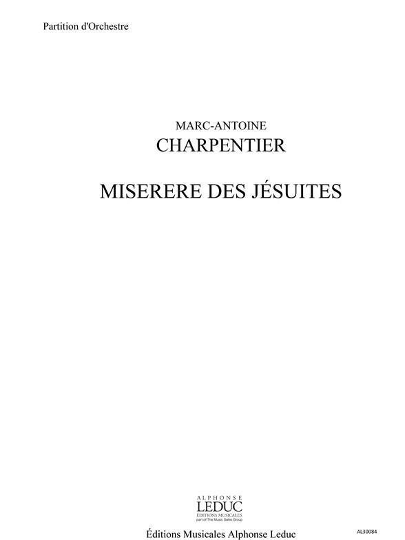 Charpentier Marc Antoine Miserere Des Jesuites Choir & Orchestra Score