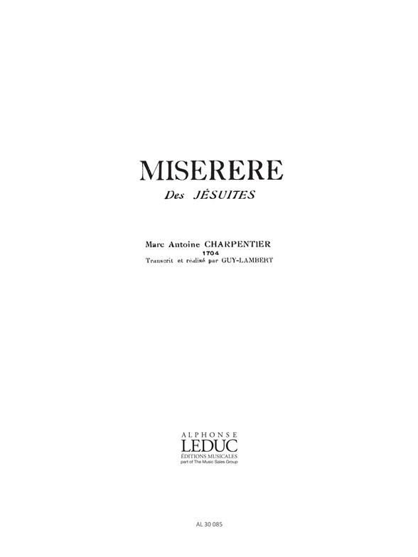 Miserere De Jesuites Choral Score