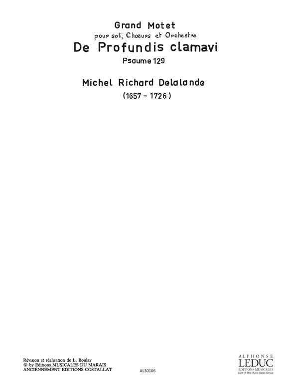 Michel Richard Delalande: De Profundis clamavi (Psalm 129) (Choral-Mixed accompanied)