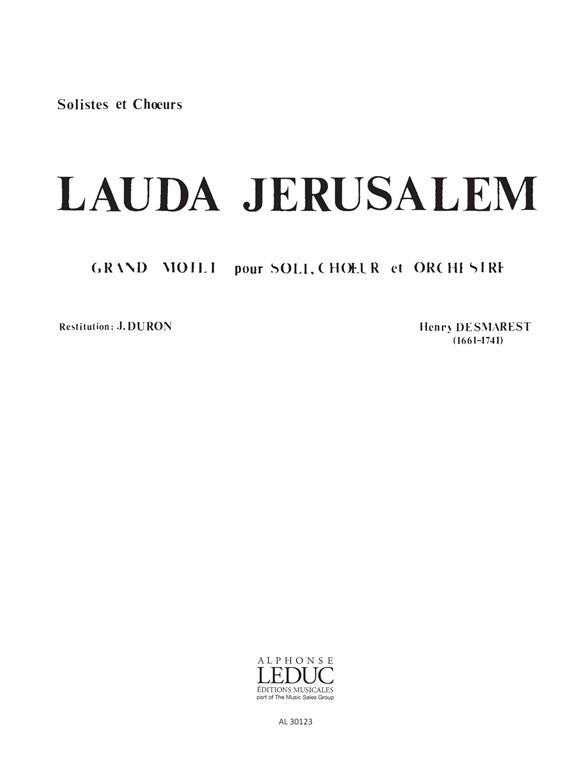 Henri Desmarets: Lauda Jerusalem (Choral)
