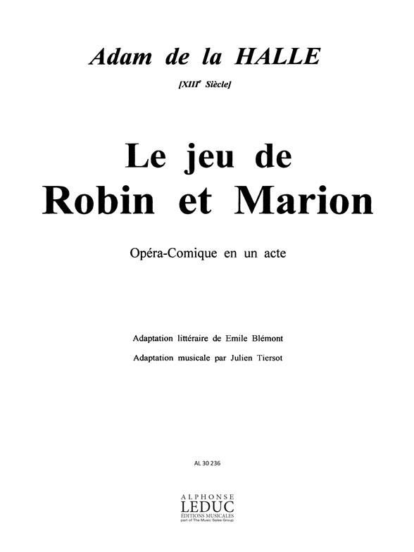 La Halle De Jeu De Robin Et Marion Voice & Piano Book