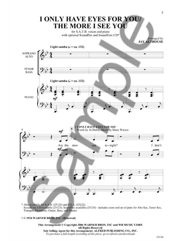 Al Dubin/Mack Gordon/Harry Warren: I Only Have Eyes for You/The More I See You (Arr. Jay Althouse)