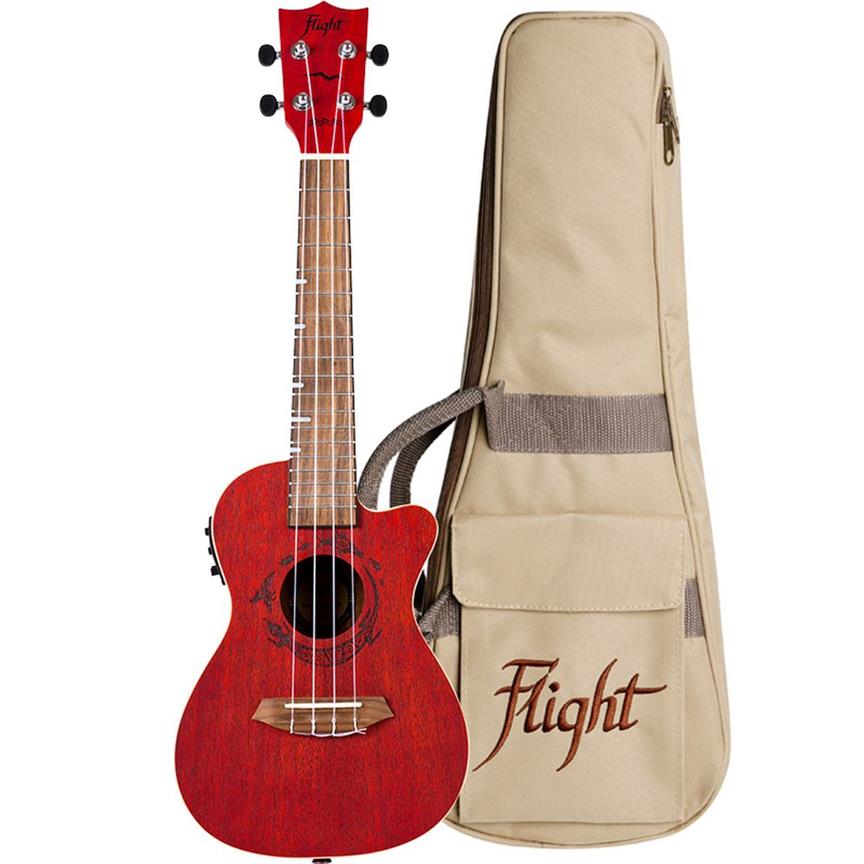 Flight: Gemstone DUC380 Elec Con Ukulele - Coral : Includes Gig Bag