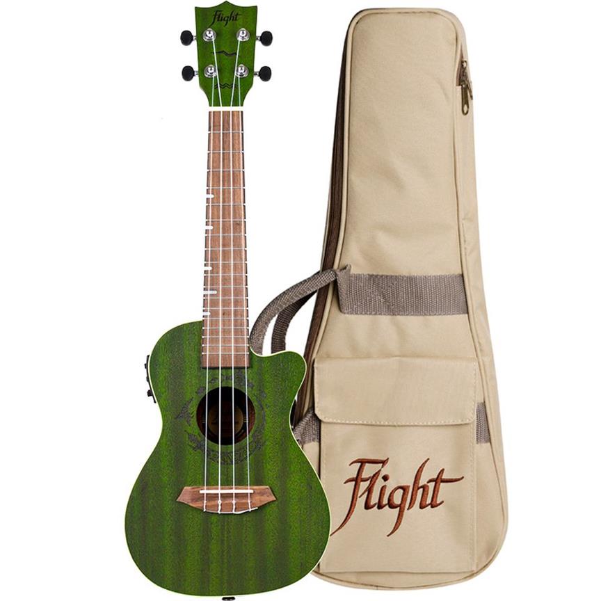 Flight: Gemstone DUC380 Elec Con Ukulele - Jade : Includes Gig Bag