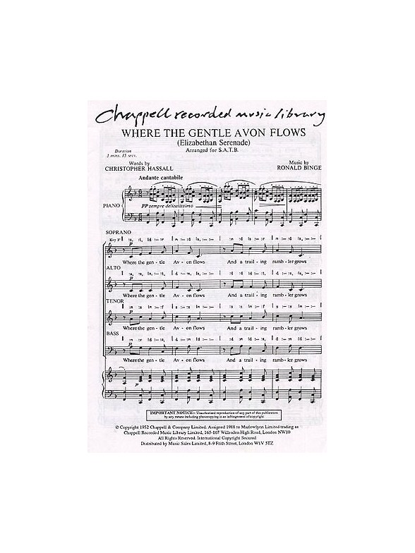 Binge: Where The Gentle Avon Flows SATB