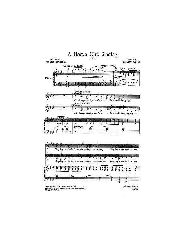Haydn Wood: A Brown Bird Singing (Duet)