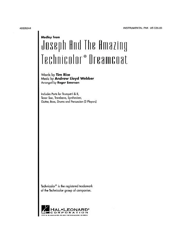 Andrew Lloyd Webber: Joseph And The Amazing Technicolor Dreamcoat Medley (Instrumental Pack)