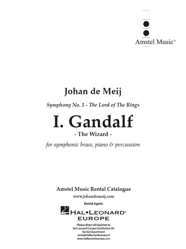 Gandalf (part I from The Lord of the Rings) : for symphonic brass, piano & percussion