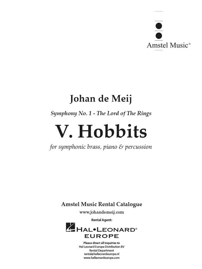Hobbits (part V from The Lord of the Rings) : for symphonic brass, piano & percussion