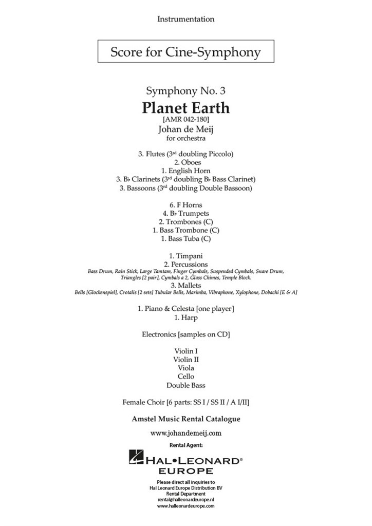 Symphony no. 3 Planet Earth (Cine-Symphony vers.)
