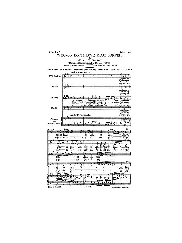 Franck, M Who So Doth Love Must Suffer Satb