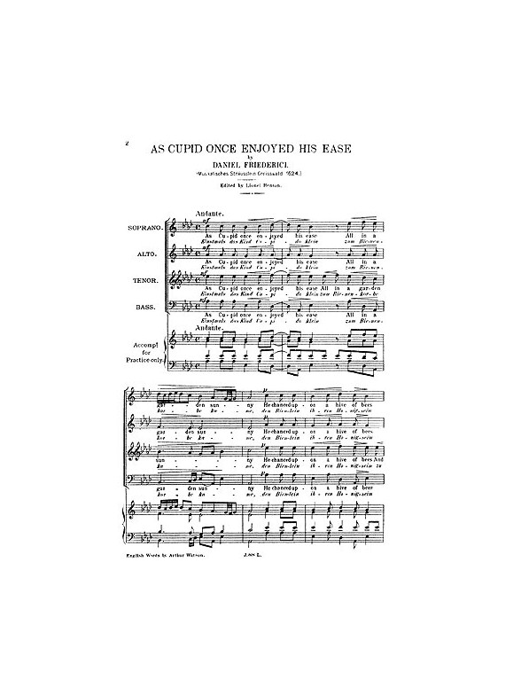 Friderici, D As Cupid Once Enjoyed His Ease Satb