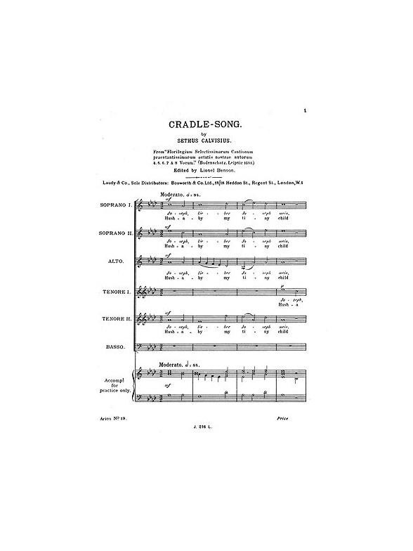 Sethus Calvisius: Cradle Song