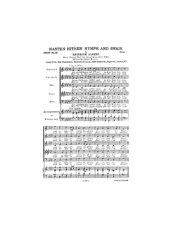 H. Albert: Hasten Hither Nymph And Swain