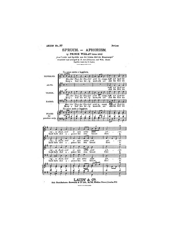 Witzlav, P Aphorism Many A Fool Satb