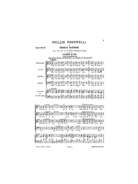 Thomas Bateson: Phyllis Farewell