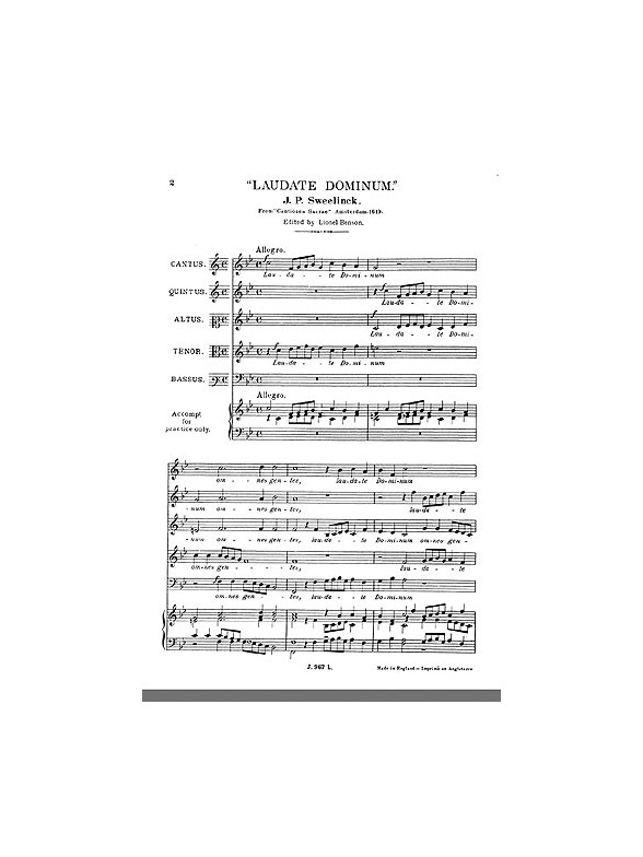 Sweelinck, J Laudate Dominum Ssatb