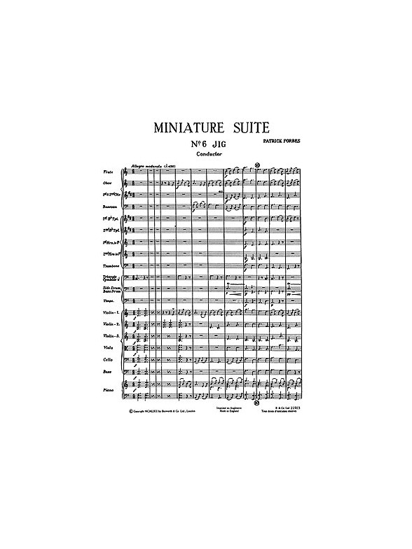 Forbes, P Miniature Suite Folksong And Jig Orch (Me) Sc/Pts
