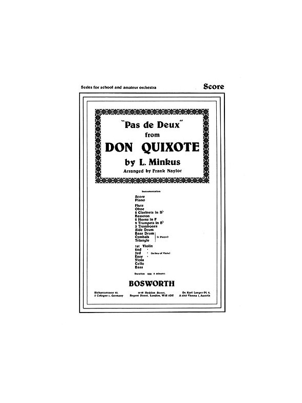 Minkus, L Pas De Deux From Don Quizote Orch (A) Sc/Pts