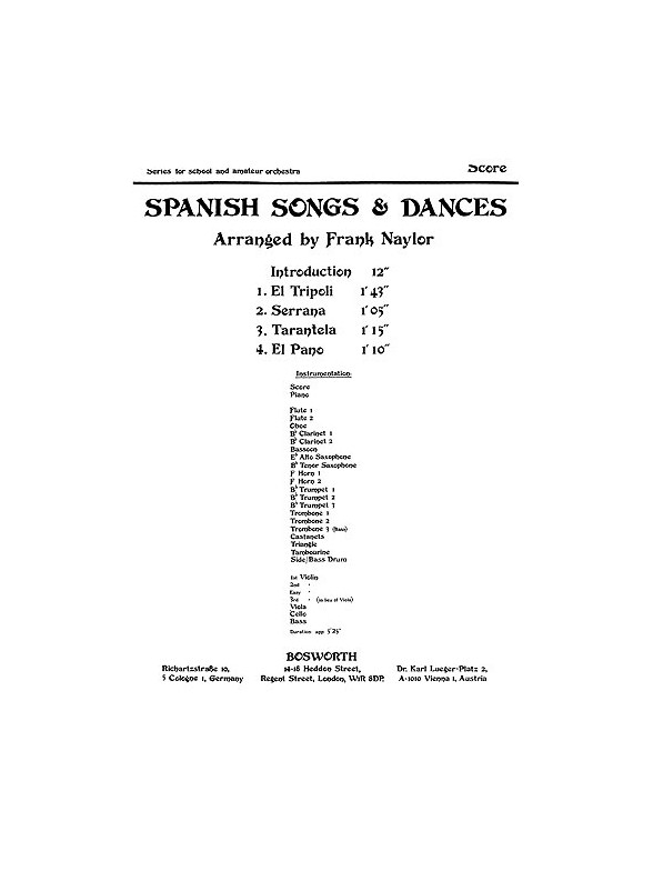 Spanish Songs And Dances Naylor Orch (Ma) Sc/Pts