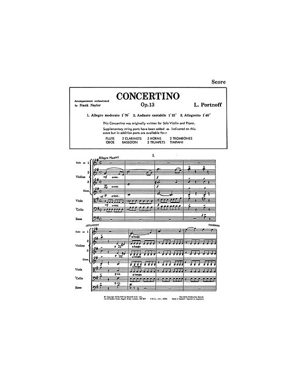 Leo Portnoff: Concertino In E Minor Op. 13